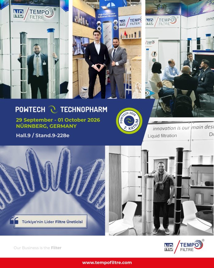 Tempo Filtre POWTECH Technopharm 2026 Nürnberg fuar standı duyurusu, Salon 9, Stant 9-228e